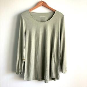 Soft Surroundings light green long sleeve top with button detail on sleeves med